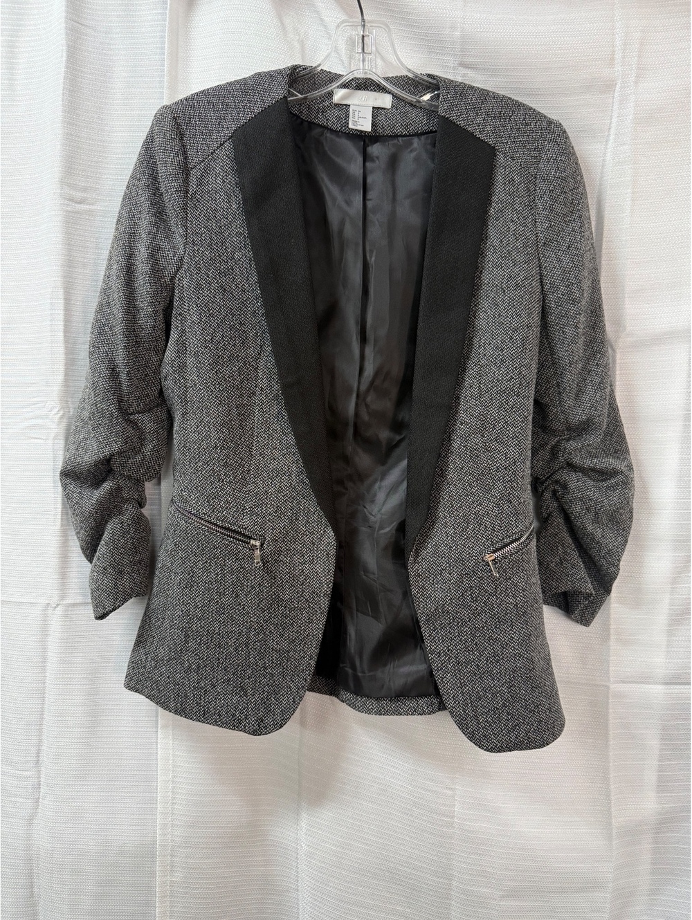 H&M Women's Gray Tweed Blazer Jacket Size 6